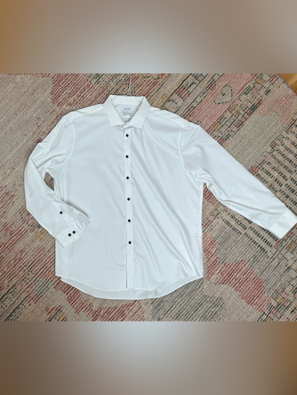 Calvin Klein White Long Sleeve Button-Down Suit Shirt